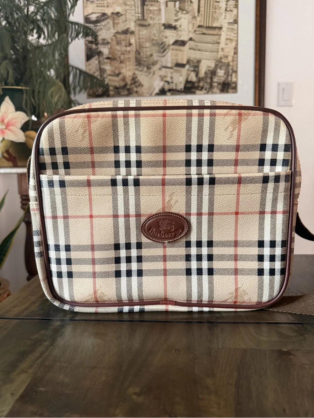 Authentic Vintage Burberrys Nova Check Triple Zip Large Crossbody Messenger Bag